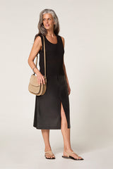 BLACK OPENWORK TANK TOP