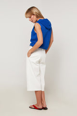 SLEEVELESS OPENWORK HOODED SWEATER