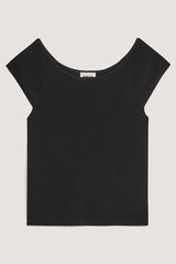 BLACK BOATNECK TOP
