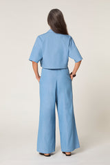 BLUE OVERSIZED CHAMBRAY SHIRT