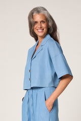 BLUE OVERSIZED CHAMBRAY SHIRT