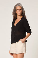 BLACK OPENWORK CARDIGAN