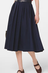 NAVY FLARED LONG SKIRT