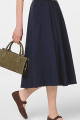 NAVY FLARED LONG SKIRT