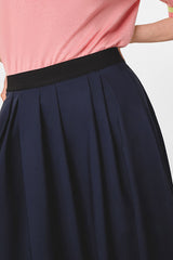 NAVY FLARED LONG SKIRT