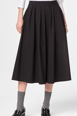 BLACK FLARED LONG SKIRT