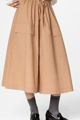 MOCHA LONG COTTON SKIRT
