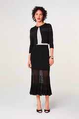 BLACK BI-MATERIAL MAXI SKIRT