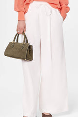 WHITE WIDE COTTON TROUSERS