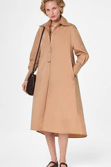 MOCHA BROWN LONG COTTON DRESS