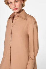 MOCHA BROWN LONG COTTON DRESS