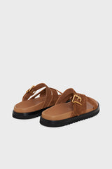 JEANS SUEDE NOTCHED SOLE SANDALS