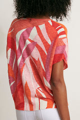 ALBIZIA11 ORANGE PRINTED LINEN SWEATER