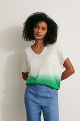 ALBIZIA GREEN TIE DYE LINEN T-SHIRT