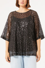 ALIGI SEQUINED MESH TOP