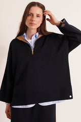 ALIVIA1927 MERINO WOOL TRUCKER COLLAR SWEATER