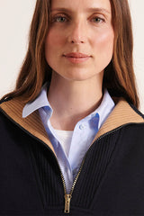 ALIVIA1927 MERINO WOOL TRUCKER COLLAR SWEATER