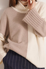 ALPES WHITE MERINO WOOL INTARSIA CASHMERE KNIT SWEATER