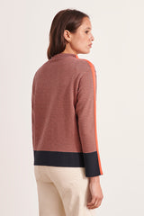 AMSONIA12 RED STRETCH JACQUARD KNIT SWEATER