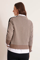 AMSONIA12 BLACK STRETCH JACQUARD KNIT SWEATER