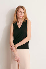 ANAIS-BIS BLACK V-NECK KNIT TANK TOP