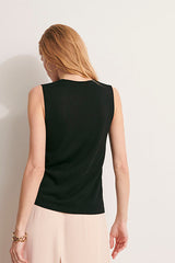 ANAIS-BIS BLACK V-NECK KNIT TANK TOP