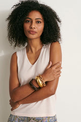 ANAIS-BIS PINK V-NECK KNIT TANK TOP