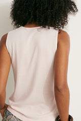 ANAIS-BIS PINK V-NECK KNIT TANK TOP