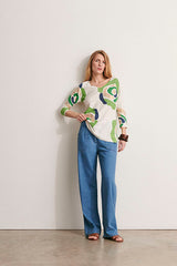 ANEMONE-L-LIN11 PRINTED SWEATER