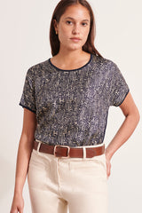 ARDOISE KIMONO SLEEVES TWO-MATERIAL PRINTED SWEATER