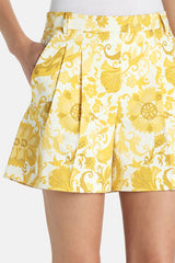 ARGUTO YELLOW FLORAL BERMUDA SHORTS