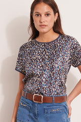 AUGUSTE KIMONO SLEEVES TWO-MATERIAL PRINTED SWEATER