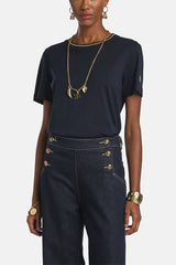 BALEARICA BLUE LUREX-DETAIL T-SHIRT