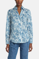 BANCARELLA BLUE OMBRE-PRINT SHIRT