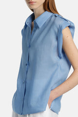 BANCHIERE CELESTE BLUE RAMIE SHIRT