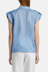 BANCHIERE CELESTE BLUE RAMIE SHIRT