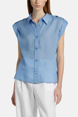 BANCHIERE CELESTE BLUE RAMIE SHIRT