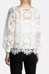 BASICA WHITE MACRAME LACE BLOUSE