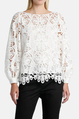 BASICA WHITE MACRAME LACE BLOUSE