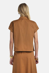 BASSISTA TABACCO GOLD BUTTONS BLOUSE