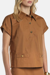 BASSISTA TABACCO GOLD BUTTONS BLOUSE