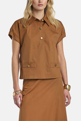 BASSISTA TABACCO GOLD BUTTONS BLOUSE