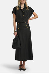 BIGHE BLACK GOLD BUTTONS BLOUSE