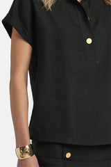 BIGHE BLACK GOLD BUTTONS BLOUSE