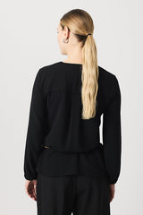 BLACK STUDDED SHOULDER BLOUSE