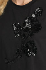 BLOCCO BLACK SEQUIN-EMBELLISHED T-SHIRT