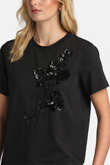 BLOCCO BLACK SEQUIN-EMBELLISHED T-SHIRT