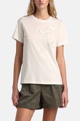BLOCCO CREAM SEQUIN-EMBELLISHED T-SHIRT