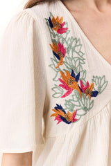 CHOLY PEARL FLORAL EMBROIDERED BLOUSE