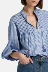 BOLLINA STRIPED TASSEL BLOUSE